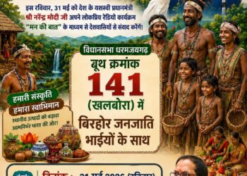 बिरहोर मोहल्ला खालबोरा में मन की बात कार्यक्रम में भाजपा जिला अध्यक्ष अरुणधर दिवान होंगे शामिल