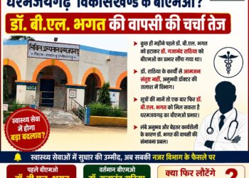 बदले जाएंगे धरमजयगढ़ विकासखंड के बीएमओ? डॉ. बी.एल. भगत की वापसी की चर्चा तेज