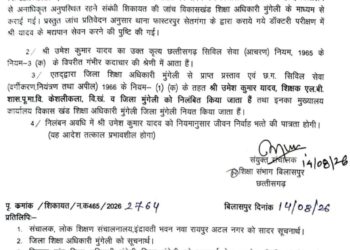 शराब सेवन की पुष्टि के बाद शिक्षक निलंबित