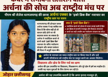 कचरे में संभावना तलाशने वाली अर्चना की सोच अब राष्ट्रीय मंच पर… पीएम श्री सेजेस धरमजयगढ़ की छात्रा अर्चना एक्का के ‘ईको ब्रिक बैंक नवाचार का राष्ट्रीय स्तर पर चयन