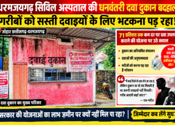 धरमजयगढ़ सिविल अस्पताल की धनवंतरी दवा दुकान बदहाल, गरीबों को सस्ती दवाइयों के लिए भटकना पड़ रहा! … 71 प्रतिशत तक कम दर पर दवा उपलब्ध कराने की योजना पर उठे सवाल, दुकान के अनियमित संचालन और दवाओं की अनुपलब्धता से मरीज परेशान